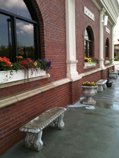 Window planters on commercial building